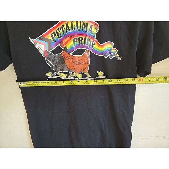 Petaluma Pride Men's Pride Rainbow T-shirt LGBT Chicken Logo Print With Flag - Picture 9 of 10